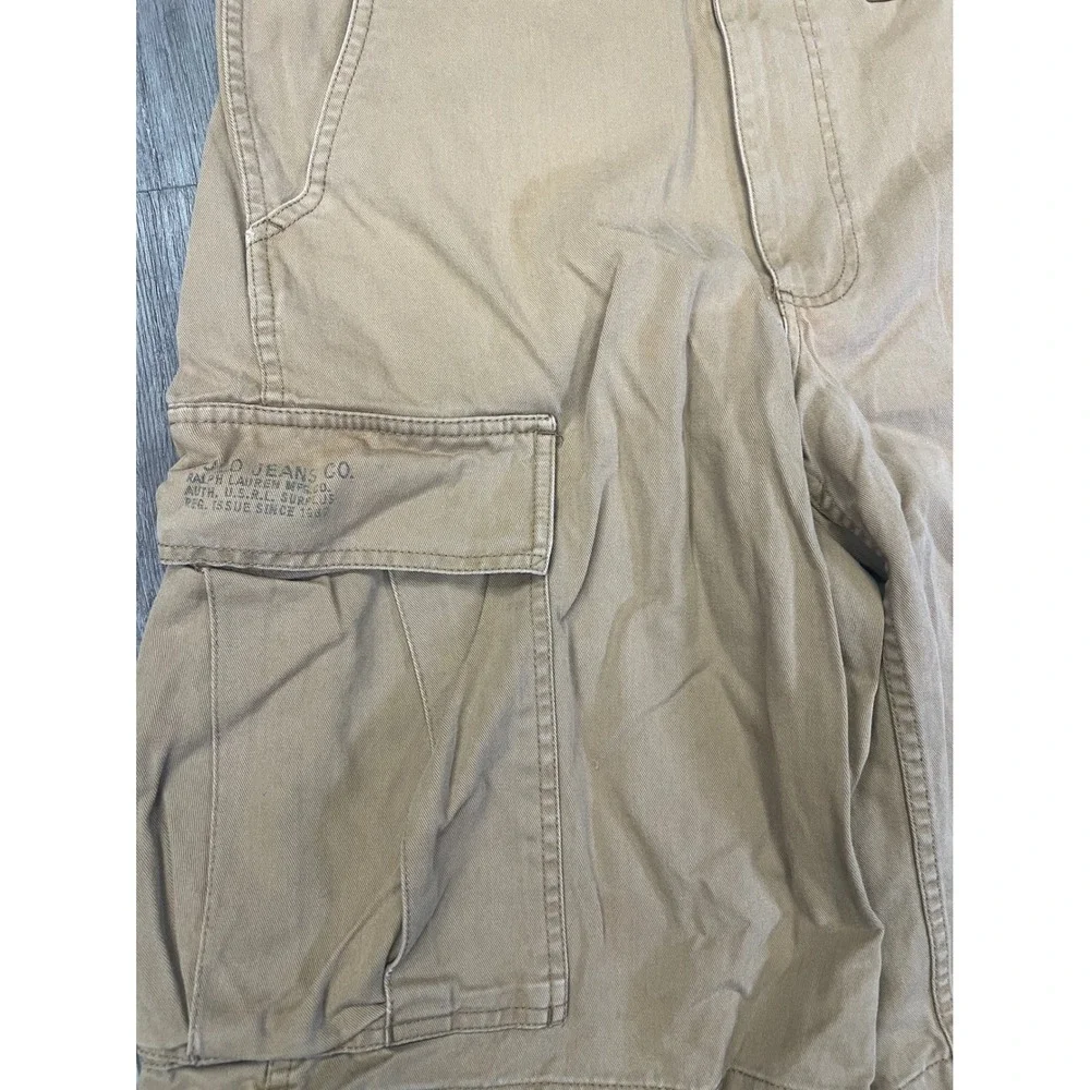 Polo Jeans Co Ralph Lauren Mens Khaki Tan‎ Cotton Twill Cargo Shorts Size 32